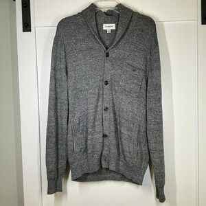 Goodfellow &‎ Co. Mens Cardigan Sweater M Gray Shawl Collar Knit Button Cotton